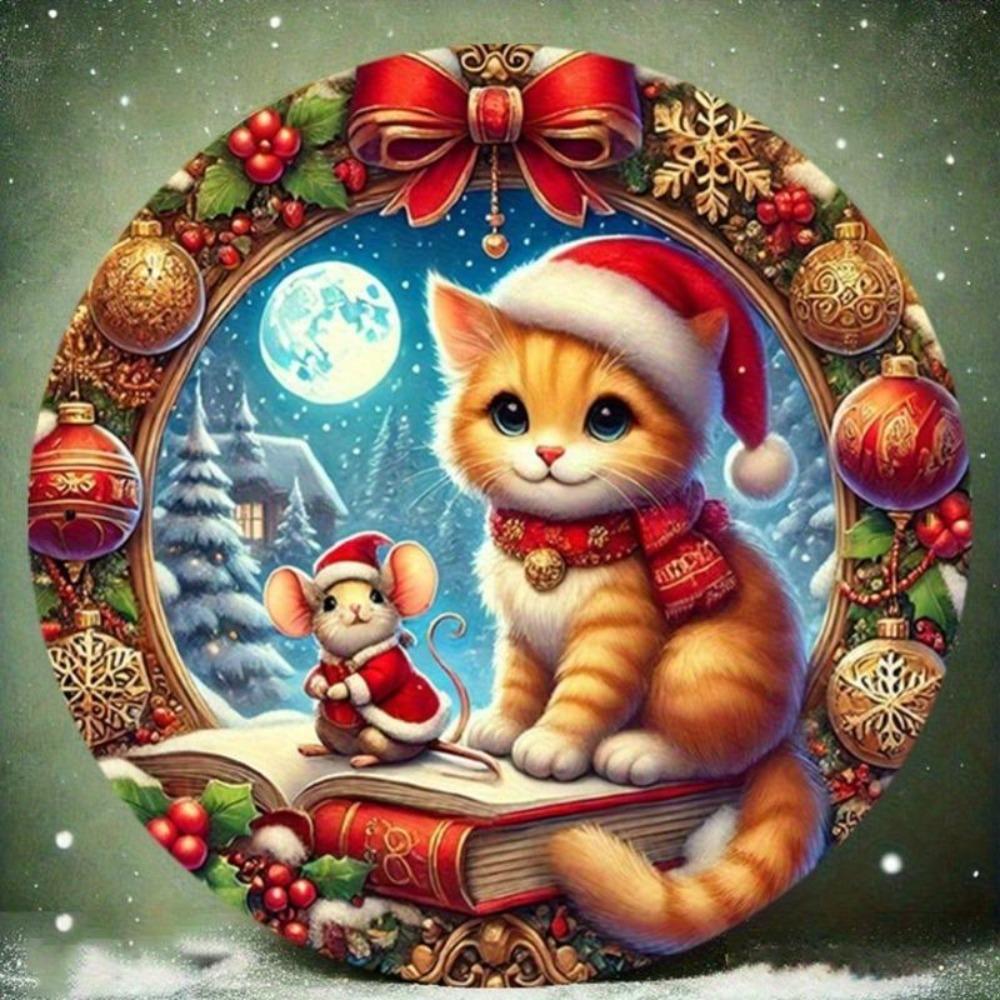 Vintage Style 7.87 Inch Round Metal Tin Sign Snowy Night Christmas Easter Decor