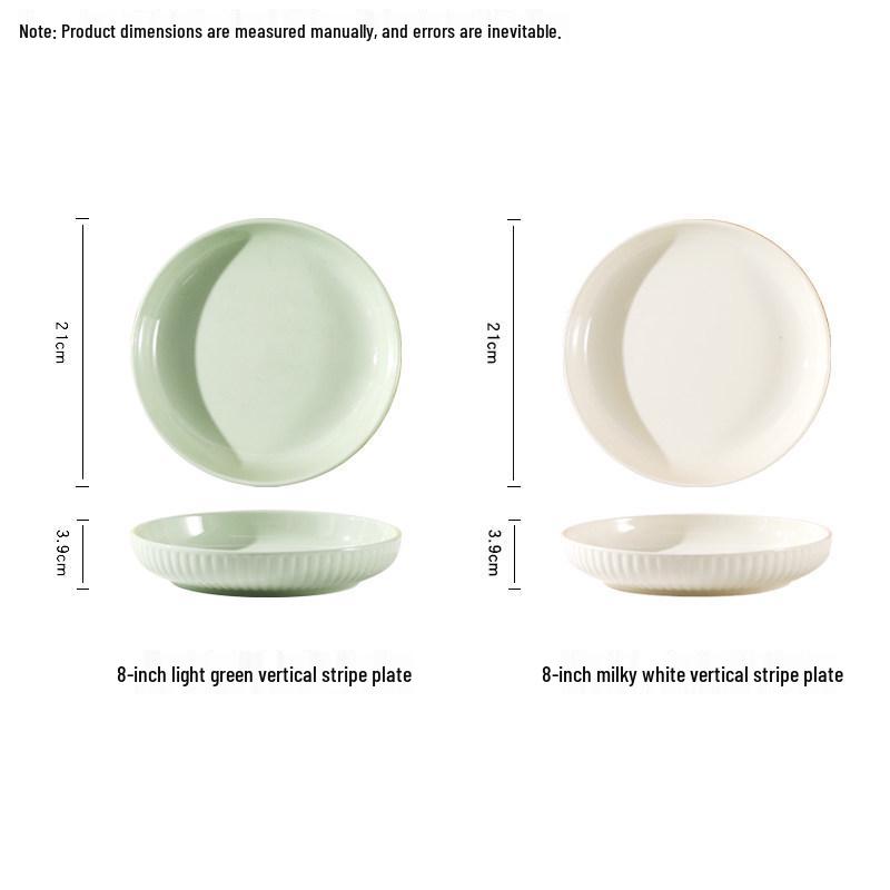 Ceramic Cream Color Block Dish Set, 4/6-Piece Deep Plate Tableware - Modern 2025 Style.
