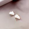 Korean Style White Cloud Water Drop Stud Earrings for Women Crystal Stars Bow Asymmetry Earring Wedding Party Jewelry Gifts