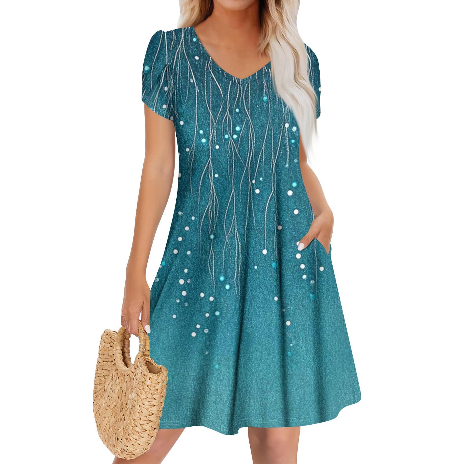 

Жіноча повсякденна модна сукня з V-подібним вирізом і короткими рукавами Стильна весільна сукня для гостей XXXL