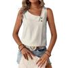 Ärmellose Gestreifte Schräger Halsausschnitt Damenbluse Neues Damen Casual Lockeres Oberteil Einfach Elegant Mode Süßes Büro-T-Shirt Streetwear Knöpfe Kleidung