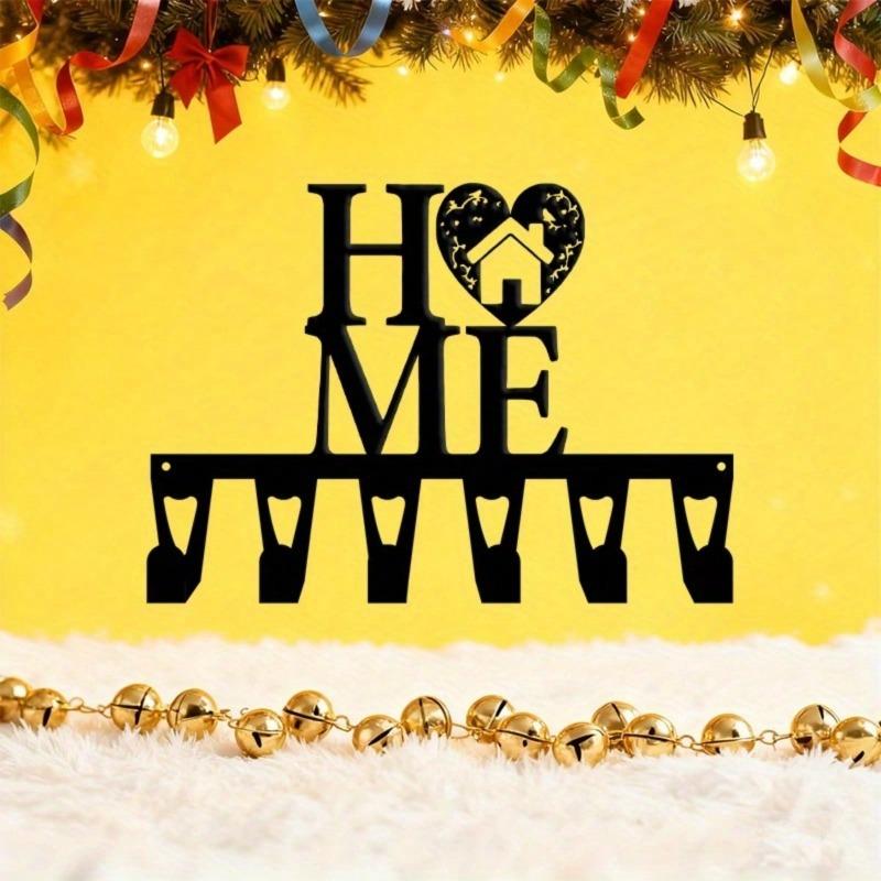 Vintage Wall Mounted Key Holder with Dog Design, 6 Hooks for Entryway and Bedroom, Hand Forged Iron Home Decor