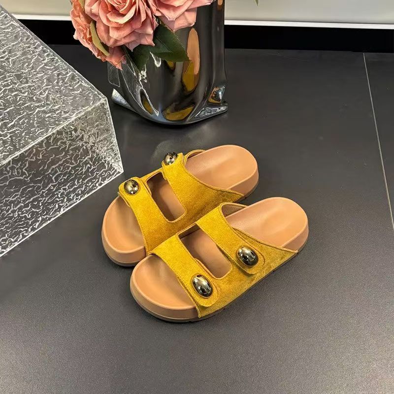 Körpergröße erhöhen und Beine zeigen, lange Boken-Slipper mit dicker Sohle, Strandschuhe, neues Sommer-Retro-Design tragen, coole Ein-Wort-Slipper