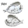Resin Angel Wing Decor Pet Memorial Statue with Wings, Dog/Cat Durable Miniature Sculpture, Weather Resistant Commemorative Ornament for Outdoor