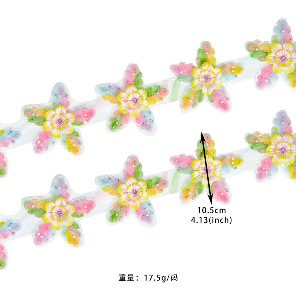 Color Beaded Lace Sequined Rhinestone Inlaid Three-Dimensional Flower Barcode Decorative Clothing Luggage Skirt Lace Accessories