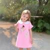 Girls Summer Cotton Dress with Cute Rabbit Print