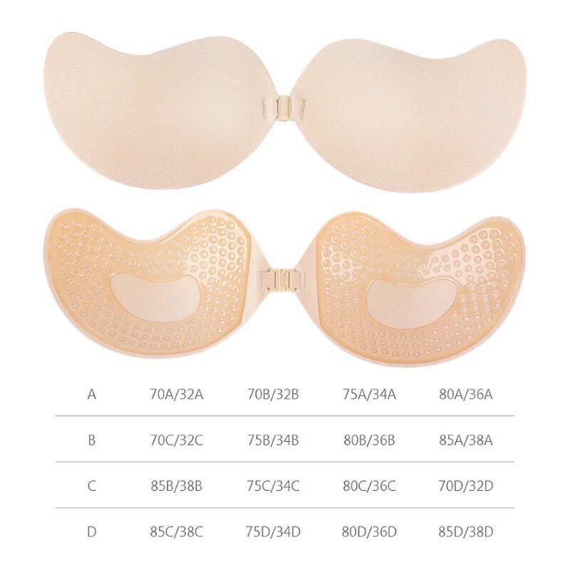 1 Pair Upgraded Breathable Adhesive Bra Invisible Backless Strapless Adhesive Gathering Bra for Women, Nude and Black