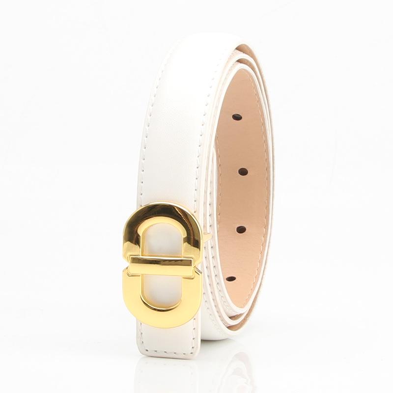 Women's High-End Gold Double D Waist Belt - Trendy Fashion PU Belt for Jeans