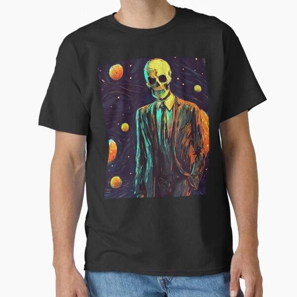 Spooky Handsome Skeleton In Space Classic Tshir Made In Usaaus Tshirt S2xl S