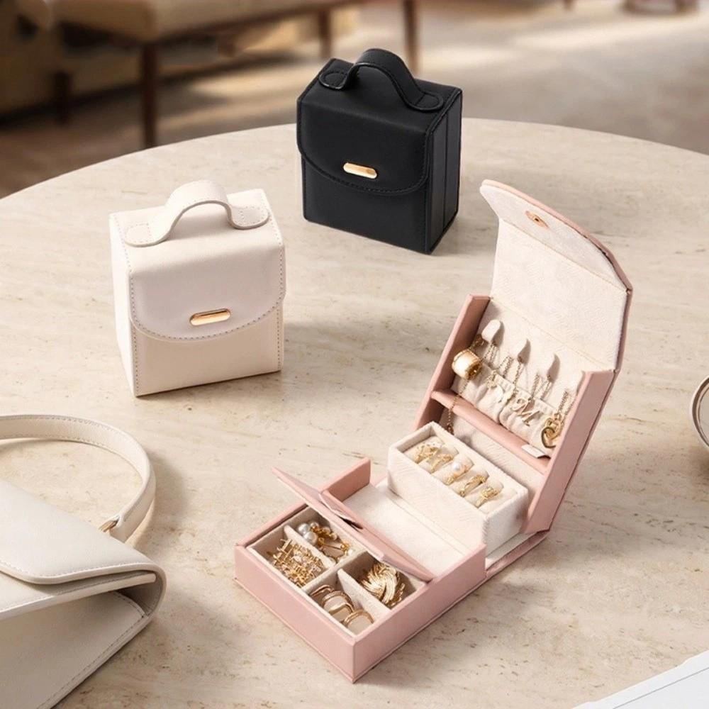 PU Jewelry Storage Box Large Capacity Necklace Organizer Light Luxury Jewelry Organizer Women