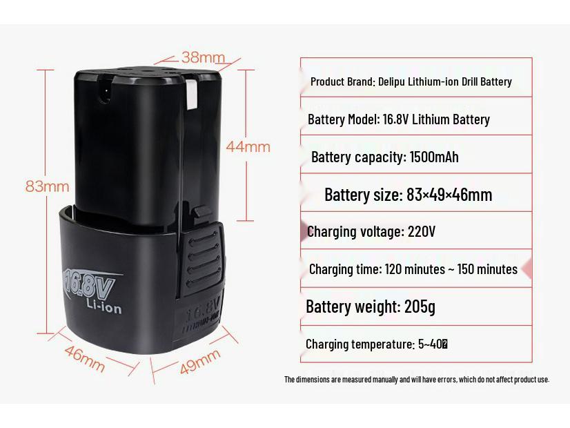 12V/16.8V/25V Electric Drill Set with Lithium Battery, Charger, Wrench & Screwdriver