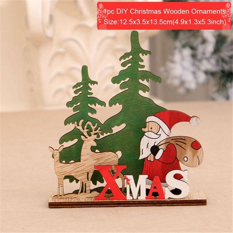 Decor Christmas Wooden Table Desktop Sign Xmas Gifts New Year Home Ornaments