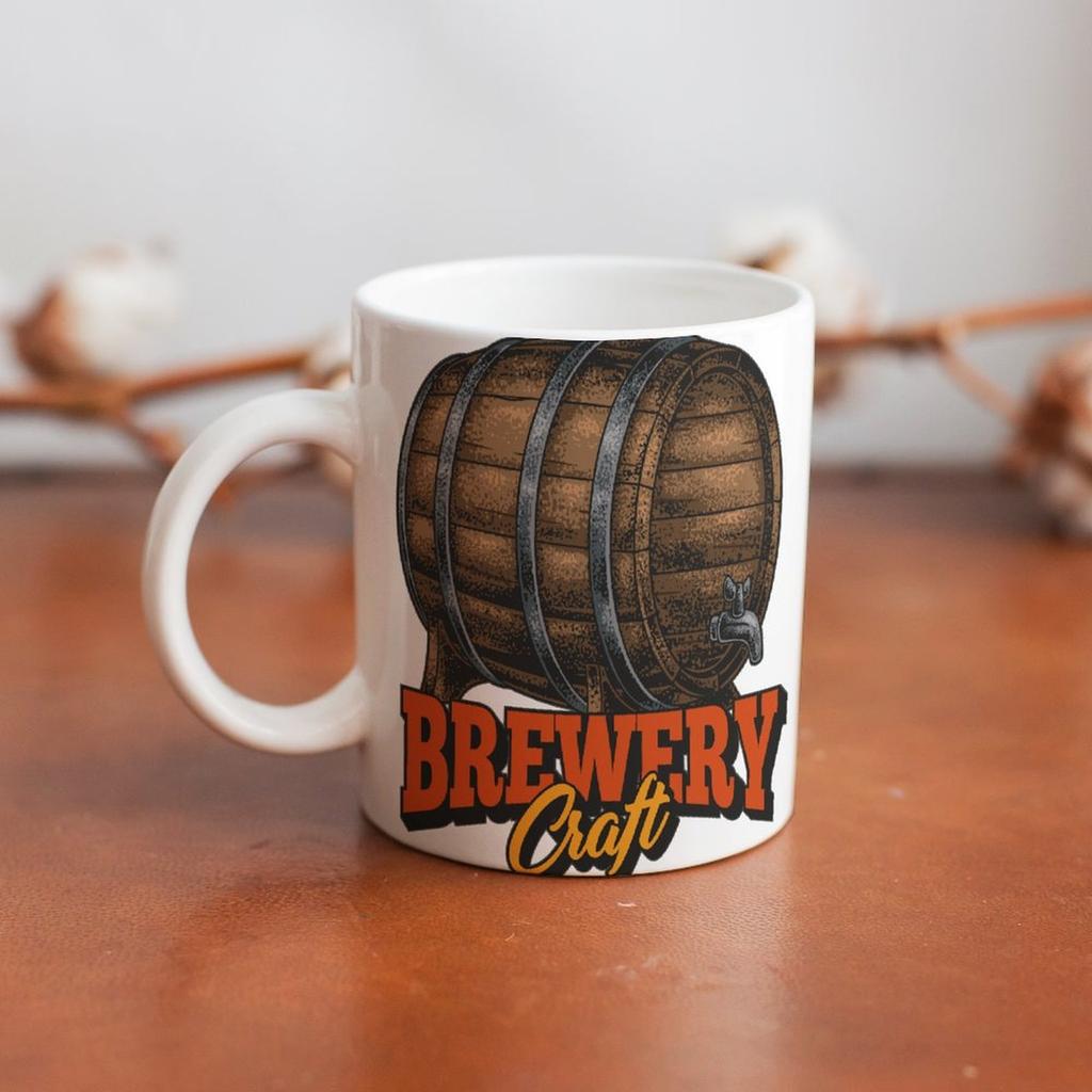 1pc 11oz Ceramic Beer Lover Mug with Double-Sided Print, Everyday Cup for Home Kitchen