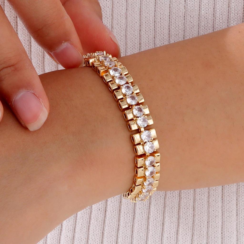 Women's Fashionable Golden Copper Cross Bracelet - PBR-220