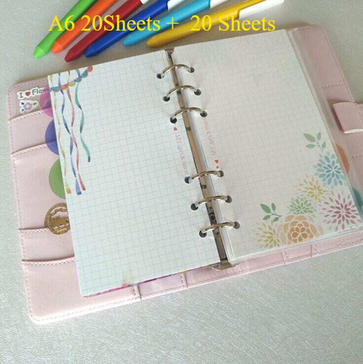 A5 A6 A7 40Sheets Loose Leaf Notebook Refill Spiral Binder Inner Page Inside Paper Stationery Premium Durable Quality