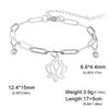Lucktune Lotus Flower Charms Bracelets Stainless Steel Buddhism Gold Color Chain Bracelet for Women Fashion Boho Jewelry Gift