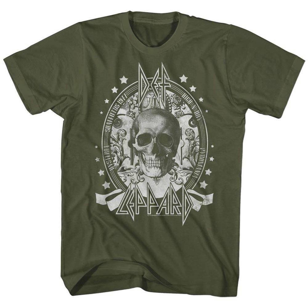 Def Leppard Skull Military Green Adult T-Shirt Unisex T-Shirt M