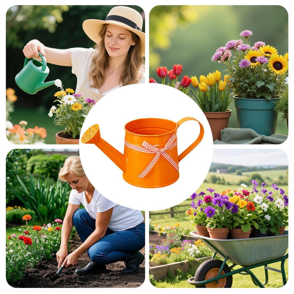 Regadera Pequeña 1L Maceta Metálica con Cabeza de Aspersor y Cinta de Cuadros Modernas Regaderas para Plantas para Hogar Oficina Balcón Jardín
