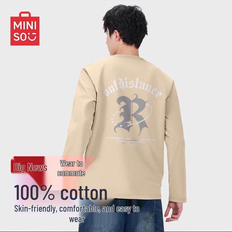 MINISO Men s American Street Style Long-Sleeve T-Shirt M