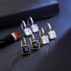 Women Luxury Diamond Square Ear Stud Earrings Vintage Wedding Jewelry Zircon Stone Rhinestone Brief Gift