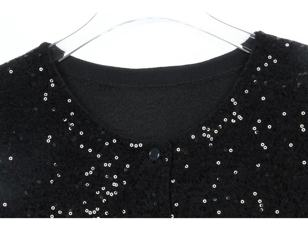 French S-Style Sequin Knit Cardigan & Midi Skirt Set – Autumn/Winter Collection