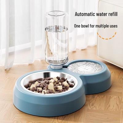 Automatic Pet Water & Food Feeder with Stainless Steel Bowls CN Plug (adapter Included)