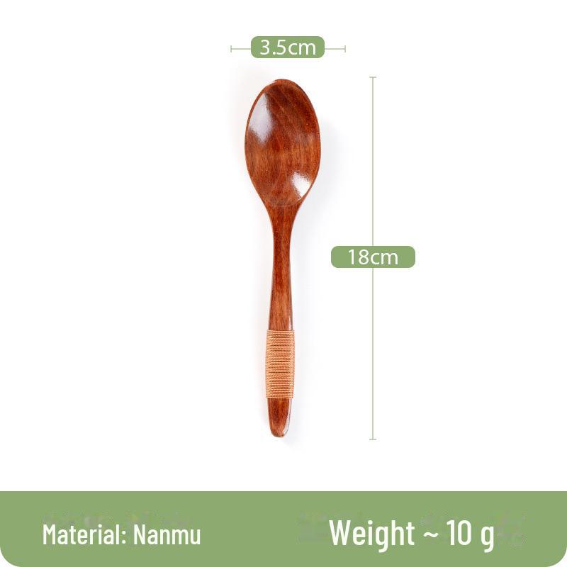 Cuillère à soupe japonaise Nanmu en bois petit - Bois massif pour remuer et boire la soupe