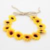 Boho Flower Headband Hair Wreath Floral Garland Crown Halo Headpiece with Ribbon