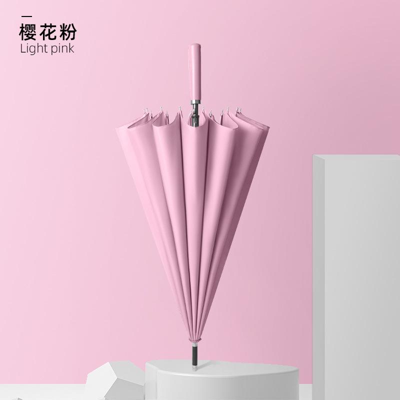 

Новый простой и модный маленький свежий зонт с 16 спицами и прямым стержнем, ручка-крюк, зонт с длинной ручкой