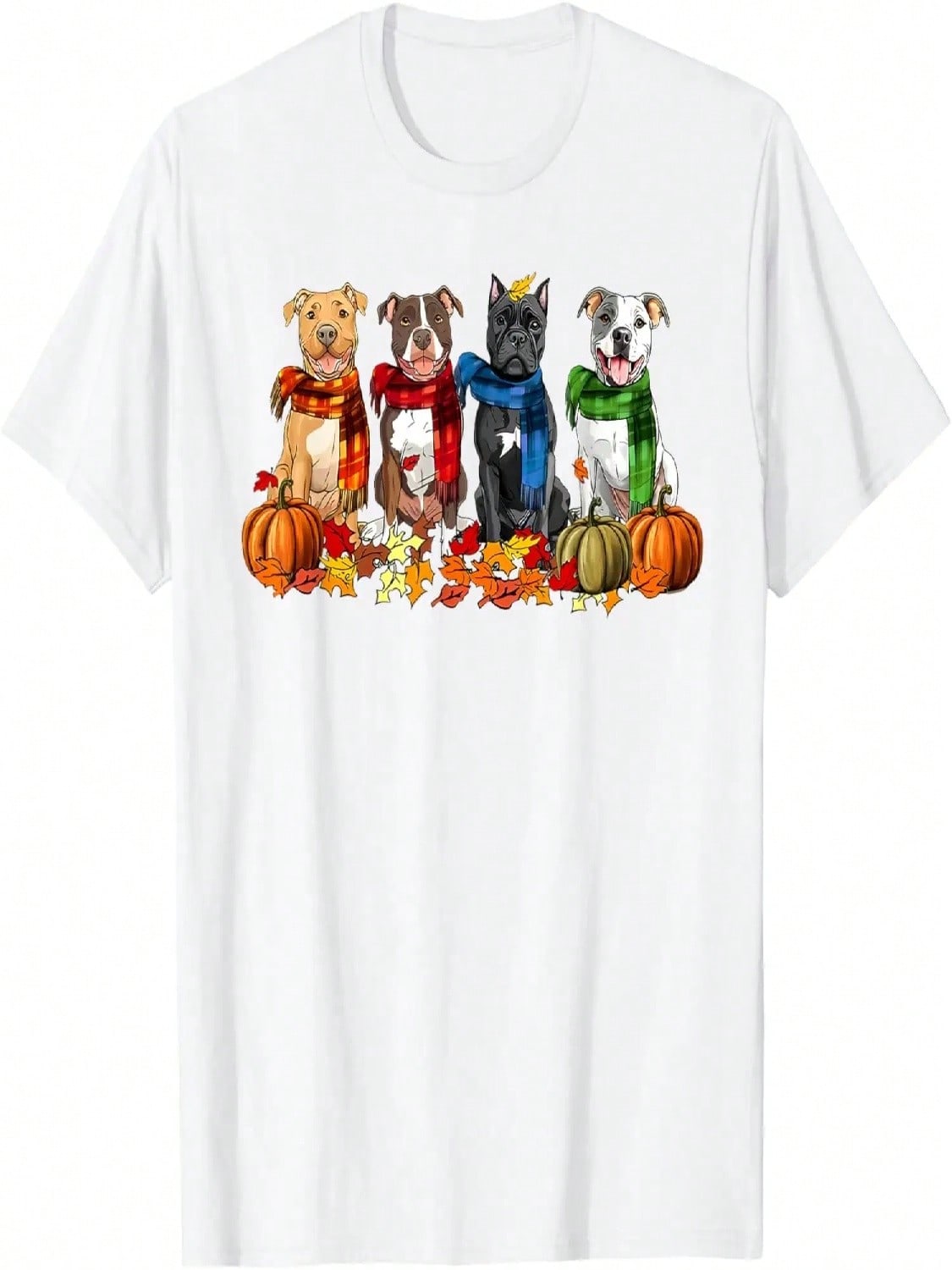 Funny Pitbull Fall Dog Retro Thanksgiving T-Shirt S разноцветный