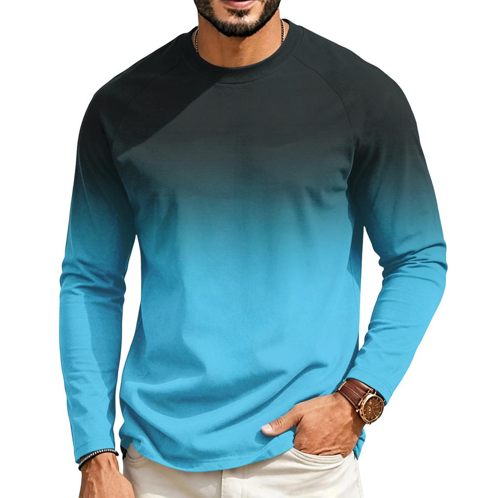 Men's Raglan Long Sleeve T-Shirt Neck Casual Top for Everyday Wear