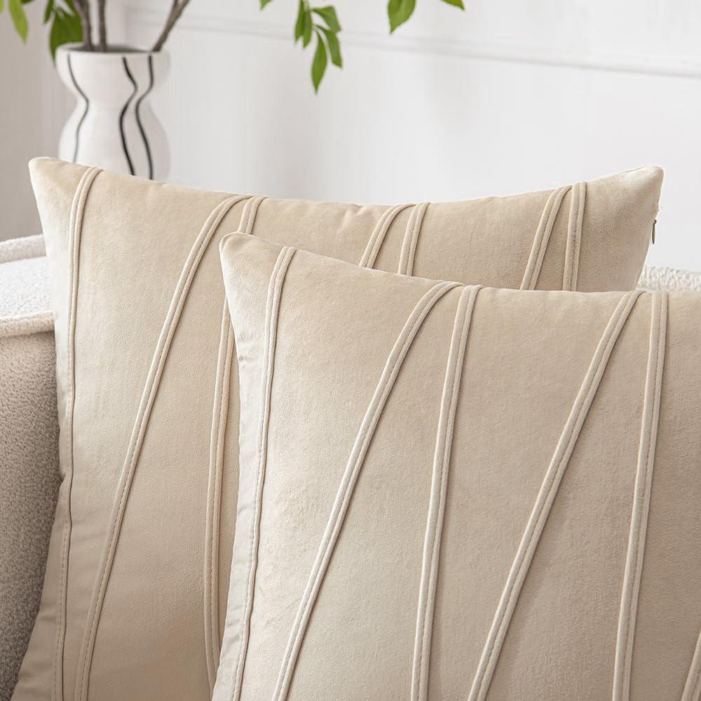 Wavy Line Velvet Pillowcase - Modern Minimalist Living Room Decor