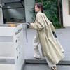 Spring Apricot Trench Coat Long Coat for Women Loose Large Size Design Drawstring Waist Trench Coat