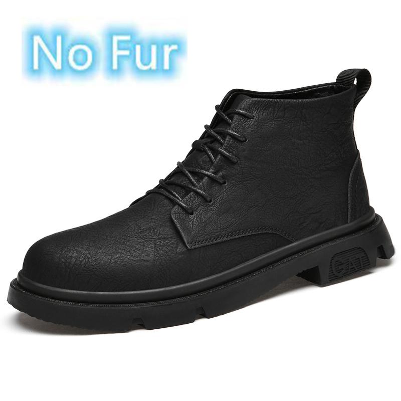 FashionAutumn Winter Real Leather Boots Men High-top Comfy Ankle Boots Casual All-match Shoes for Men New Fashion Male Motocross Shoes