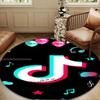 Neon Tiktok Logo Art Round Mat, Anti-slip Circle Carpet Chair Rug For livingroom,Bedroom, Doormat Home Decor Gift Christmas Gifts