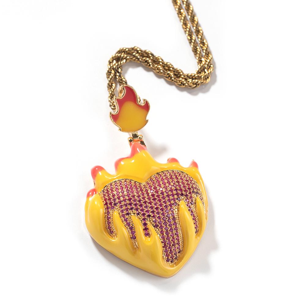 

European-American Hip-Hop Luminous Heart Pendant Necklace