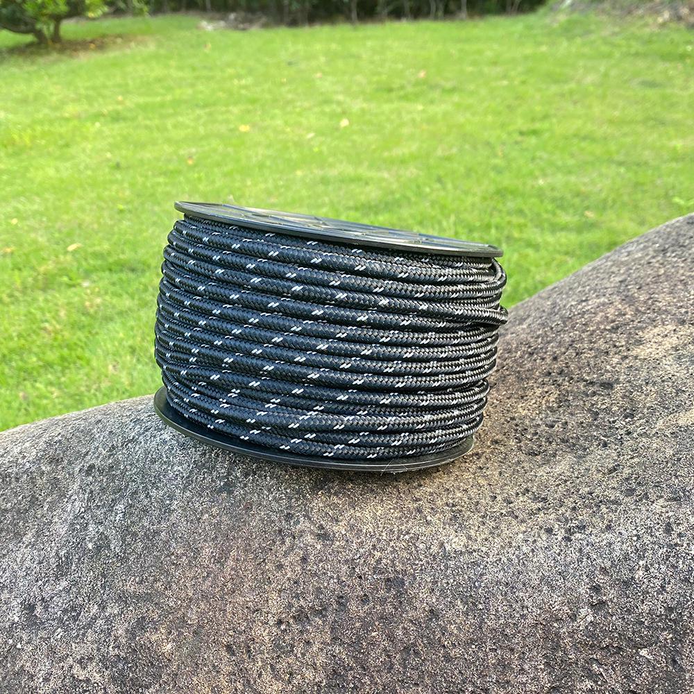 6MMx50M Reflective Windproof Guy Rope for Tents and Camping чёрный