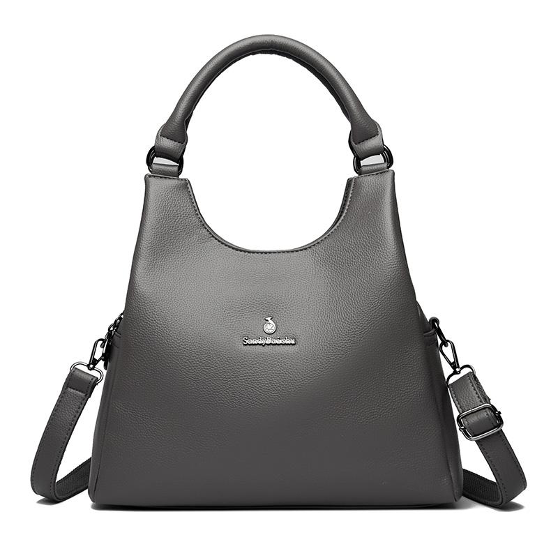 Dámská měkká taška z pravé kůže, taška přes rameno, jednobarevná kožená kabelka pro ženy Crossbody