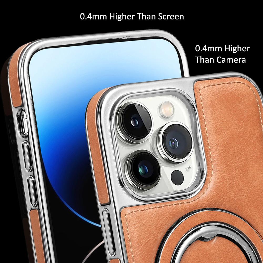 RMBMAX For iPhone 14 Pro Electroplated Kickstand Magnetic Phone Case