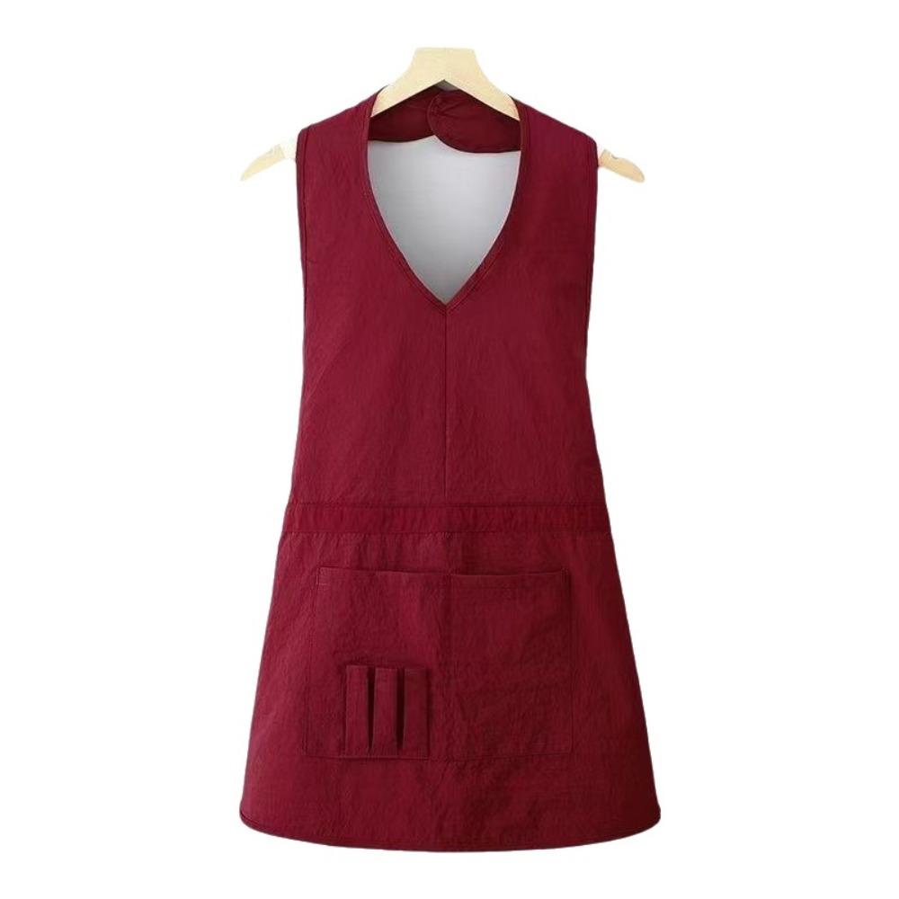 Anti Splash Workwear Apron Wear Resistant Sleeveless Apron Simple Cooking Apron  Kitchen красный