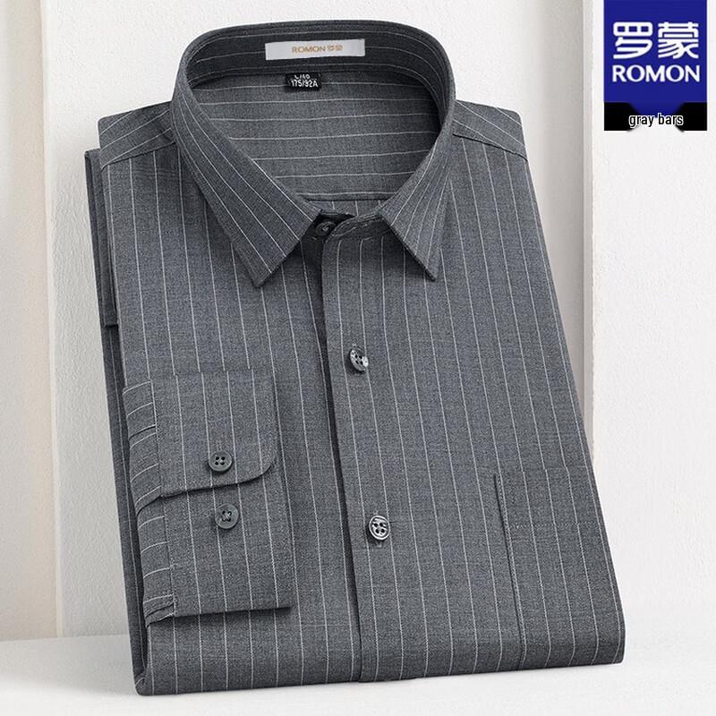 ROMON Men's Wool Blend Business Casual Long Sleeve Shirt