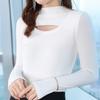 Women's Semi-High Collar Cutout Long Sleeve Top
