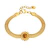 Natural Tiger'S Eye Stone Jewelry Premium Wind Mesh Strap Chain Stainless Steel Plated 18K Gold Bracelet Women