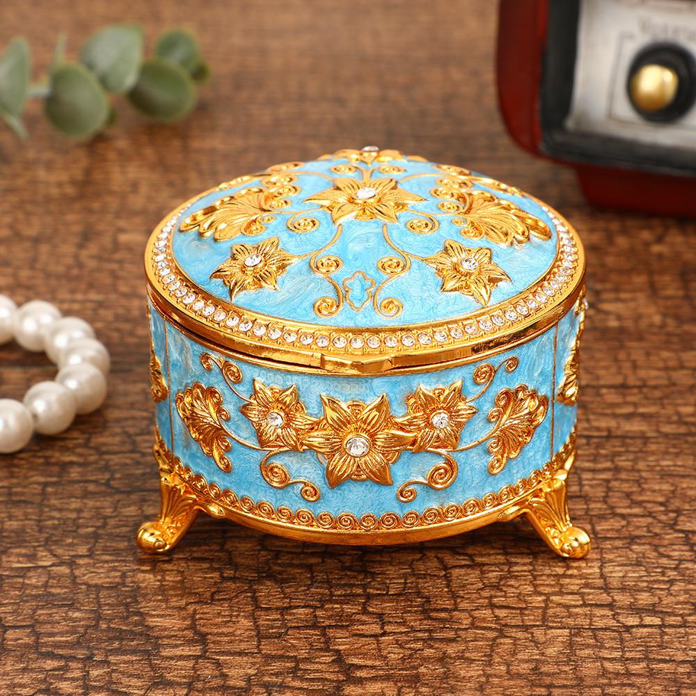 Vintage Creative Jewelry Box With Flower Design For Wedding Gift And Travel Storage