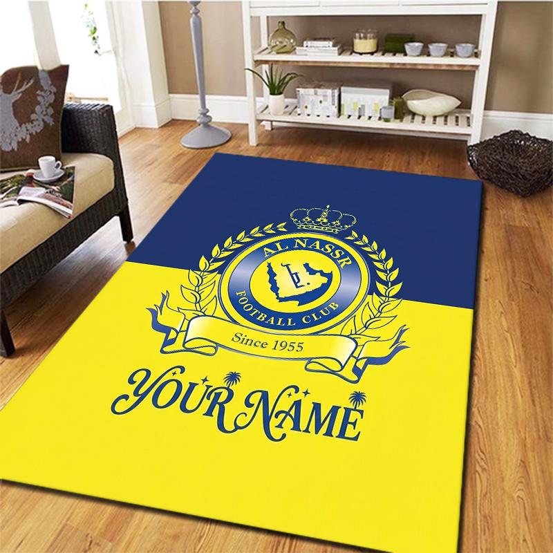 Al Nassr Crest Custom Name Carpet Rug For Living Room Bedroom Home Sofa Decoration Kids Play Nonslip Floor Mat