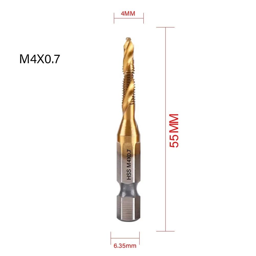

Titanium Drill Tap Combination Bit Set - Metric Thread M3 M4 M5 M6 M8 M10 Taps Tool for Screw Tapping Countersink Drilling