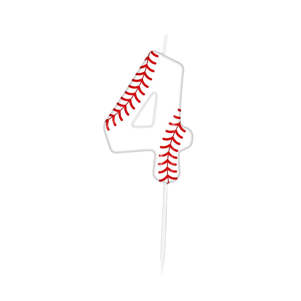 Baseball Themed Birthday White Number0-9 Candles, Boys Girls Kids Happy Birthday Cake Topper Reunions Theme Party Supplies Gifts