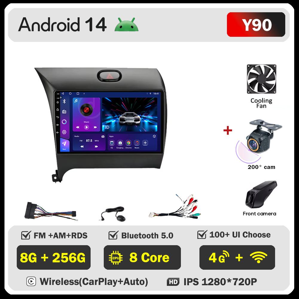 Android 14 For Kia Cerato 3 K3 Forte 2013 - 2017 Car Carplay Radio Touch Screen Smart Intelligent Systems GPS Navigation No 2din