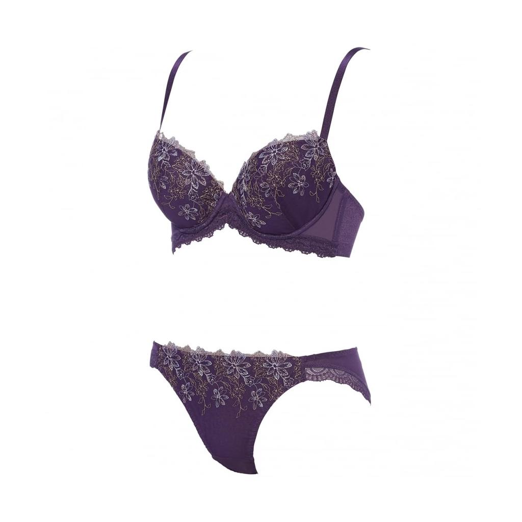 AMOSTYLE BY Triumph Entry Collection Backless Bra Panty Beloved M007 Size B65M & Set, Flower, (Blue),