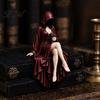 Arredamento per la Casa Dark Academy Statua di Lettore Gotico, Statuetta Scheletro con Cappuccio in Resina, Statuetta di Persona Seduta con Libro Stile Vintage per Libreria, Scrivania
